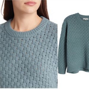 Madewell basket weave sweater - steely ocean color